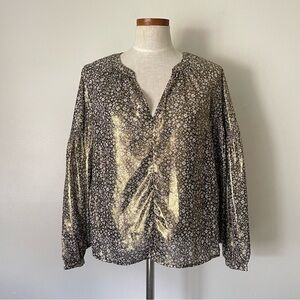 Current Air Gold metallic floral blouse size XS preowned